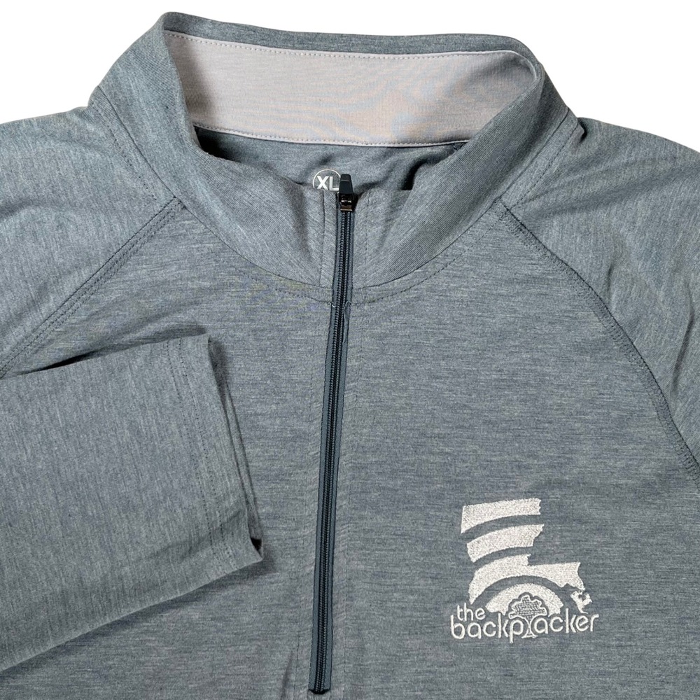 Free Fly Quarter Zip Pullover Men XL Gray Performance Bamboo The Backpacker Logo